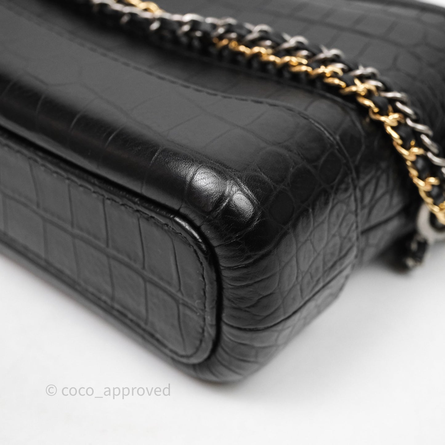 Chanel Crocodile Embossed Calfskin Small Gabrielle Cocodile Hobo Black