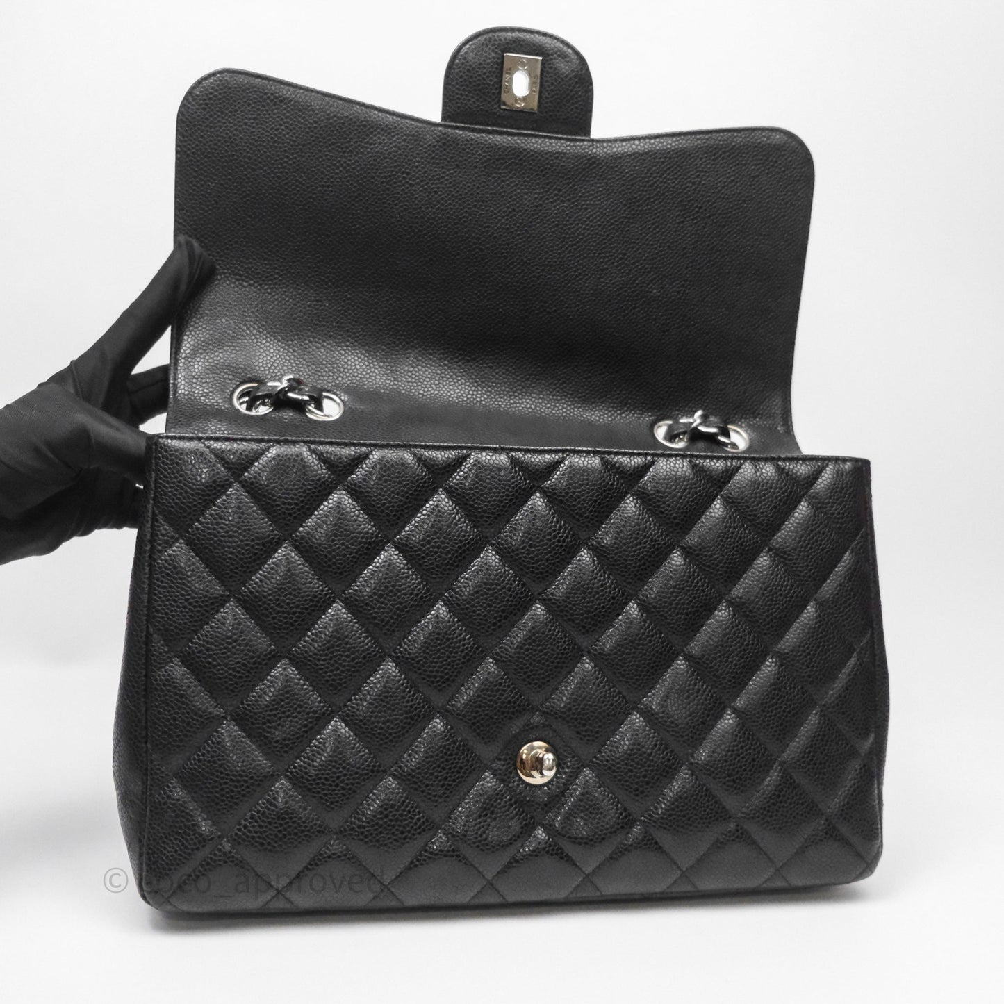 Chanel Jumbo Single Flap Black Caviar Silver Hardware