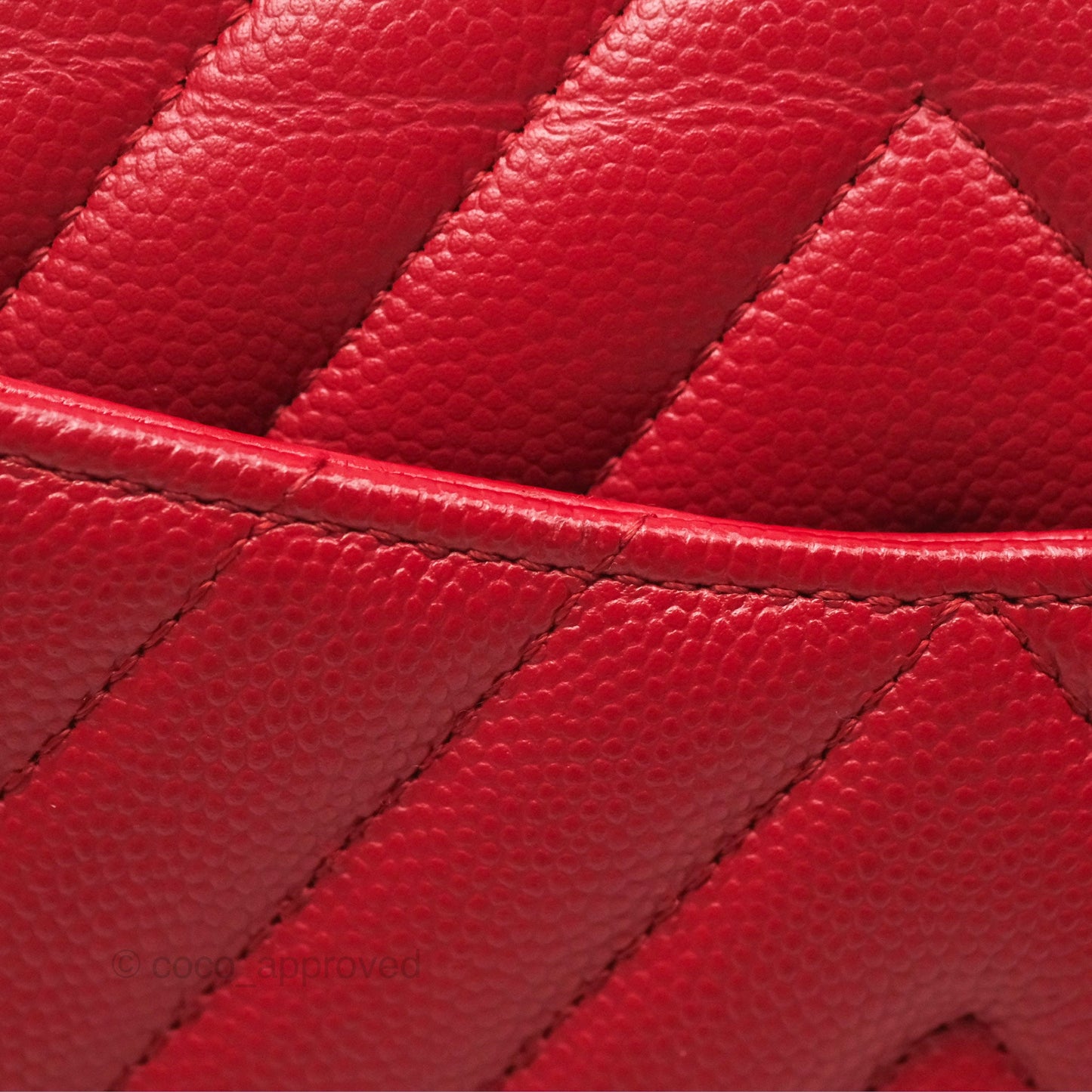 Chanel Medium Classic Flap Chevron Red Caviar Silver Hardware
