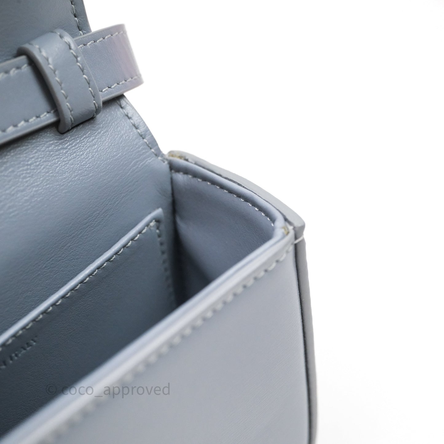 Celine Mini Triomphe Shiny Calfskin Blue Grey