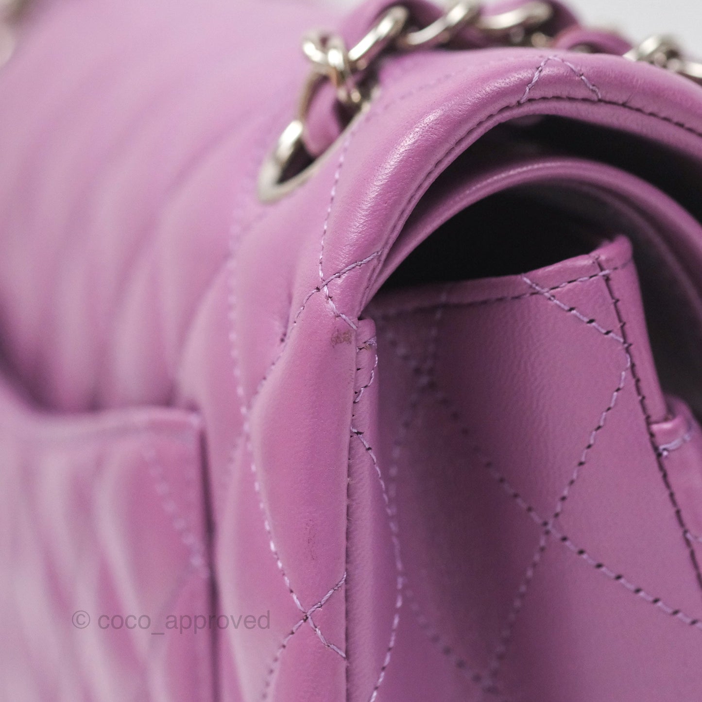 Chanel Small Classic Flap Quilted Purple Lambskin Silver Hardware