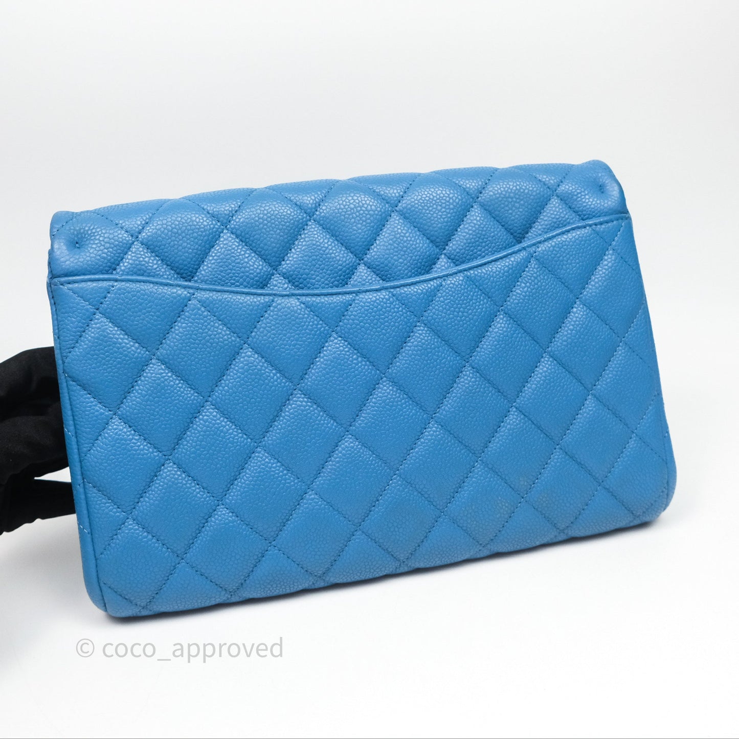 Chanel Quilted Clutch with Chain Caviar Azul Sliver Hardware