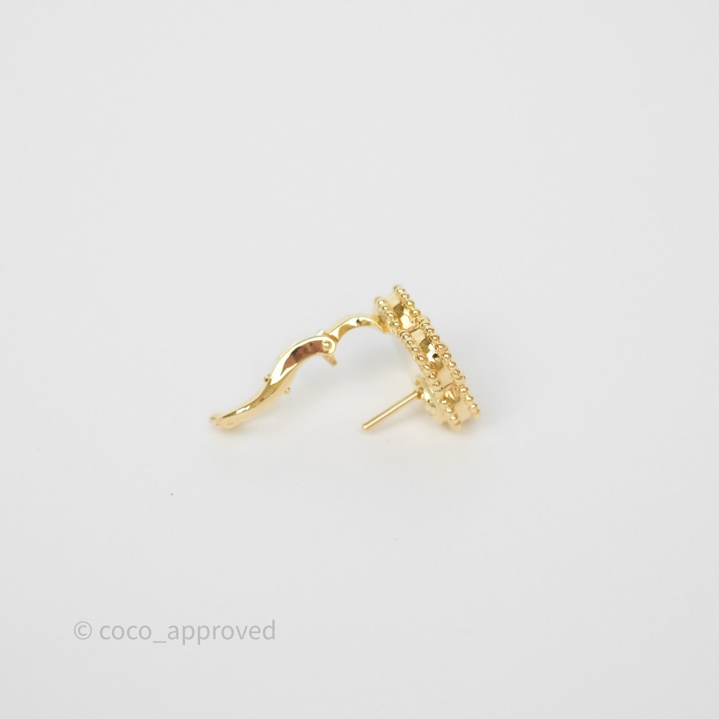 Van Cleef & Arpels 18K Yellow Gold Guilloche Vintage Alhambra Earrings
