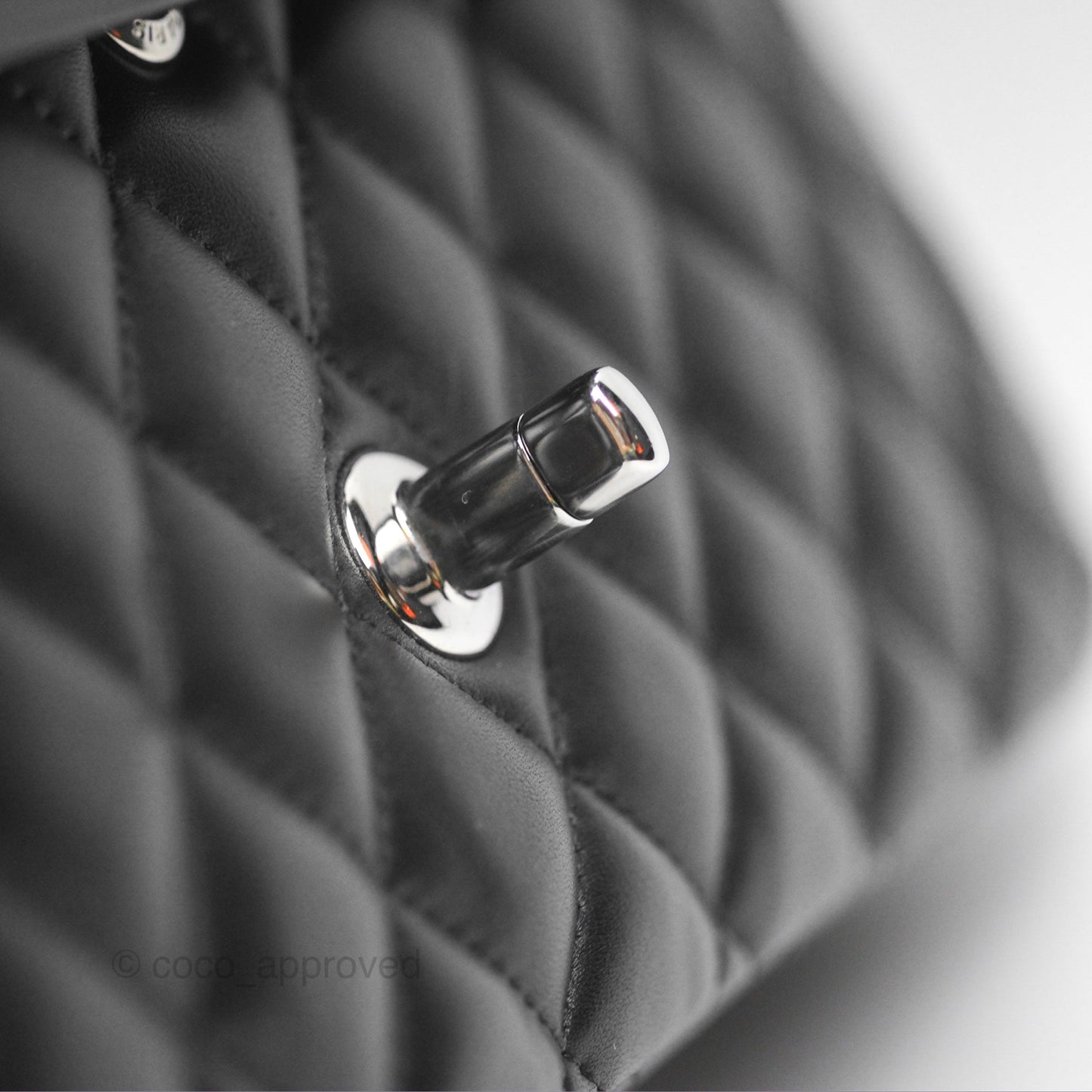 Chanel M/L Medium Classic Flap Quilted Black Lambskin Silver Hardware