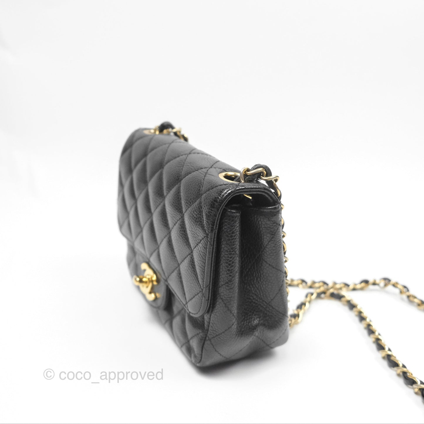 Chanel Vintage Mini Square Quilted Black Caviar Gold Hardware