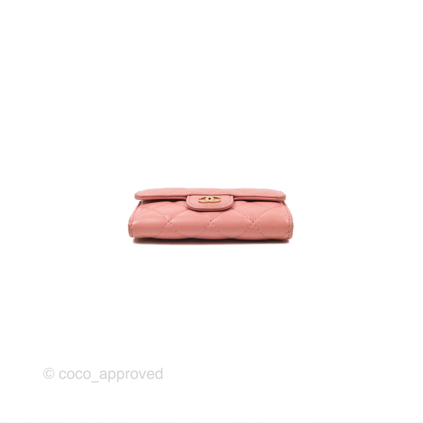 Chanel Quilted Flap Card Holder Pink Lambskin Gold Hardware