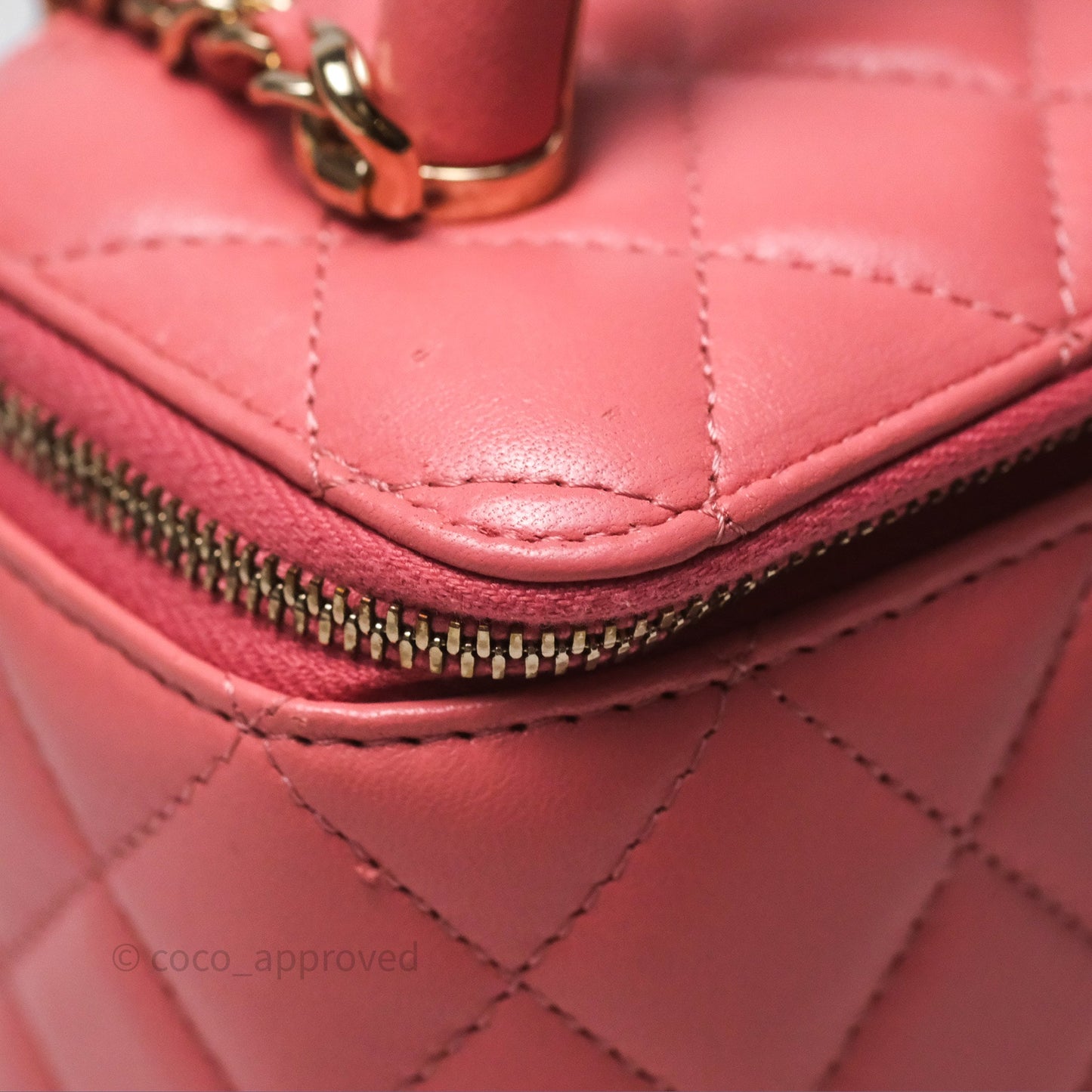 Chanel Vanity Rectangular Top Handle Pink Lambskin Gold Hardware