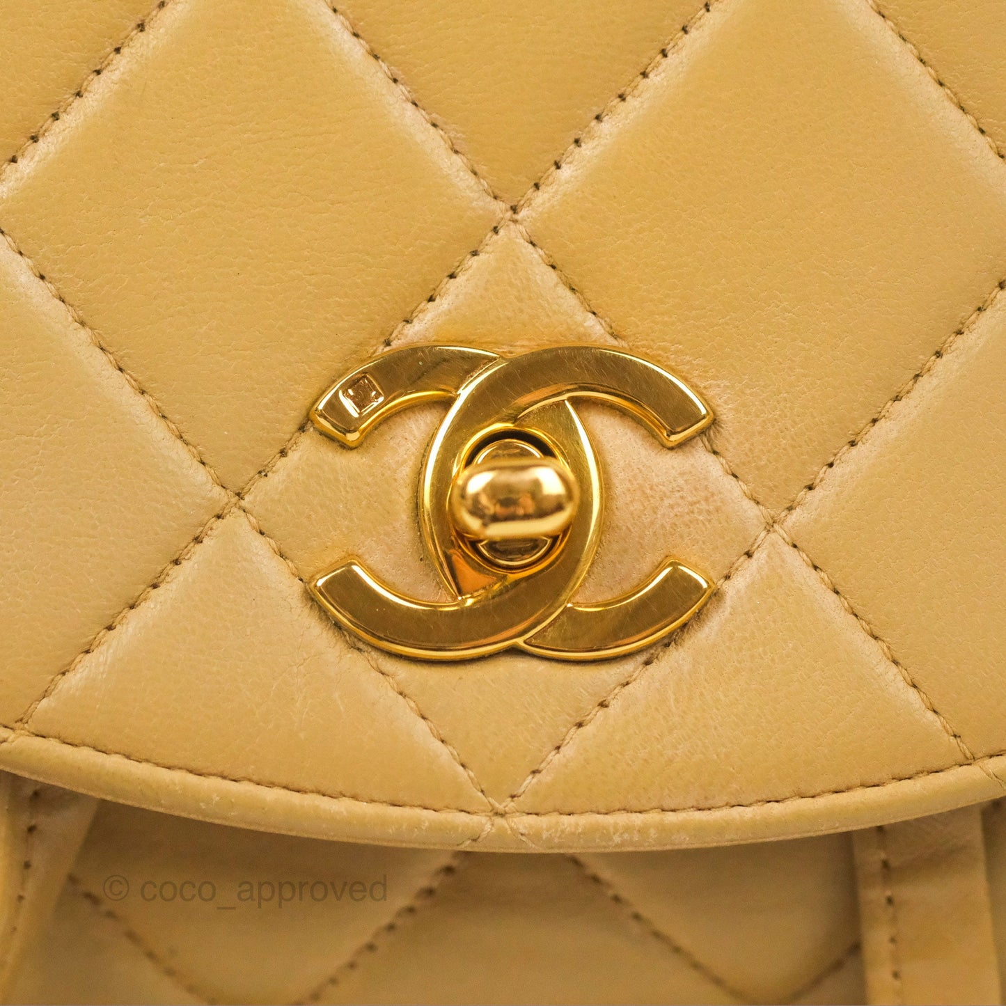 Chanel Vintage CC Duma Backpack Beige Lambskin 24K Gold Hardware