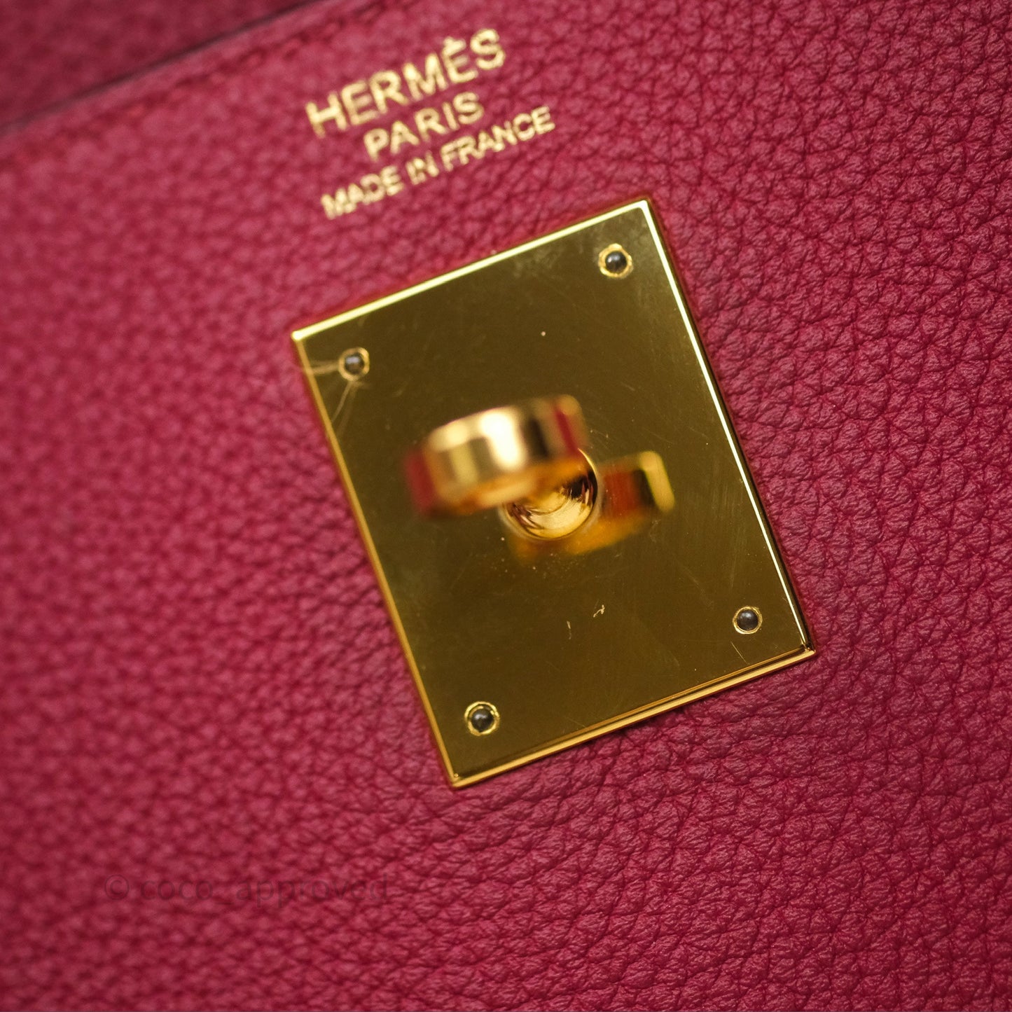 Hermès Kelly 32 Retourne Rouge Grenat K1 Togo Gold Hardware