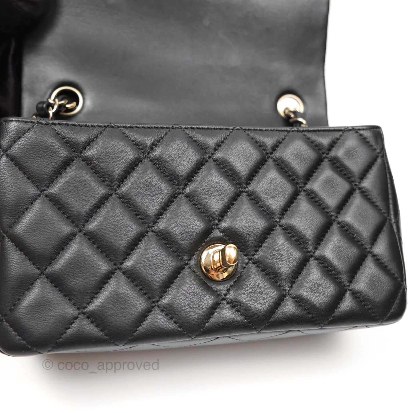 Chanel Quilted Mini Rectangular Black Lambskin Gold Hardware