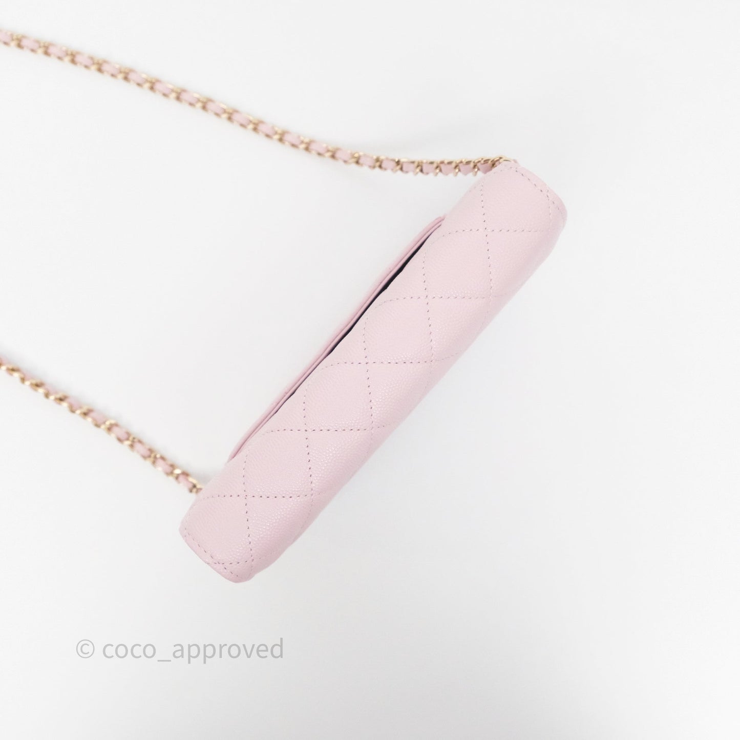 Chanel Classic Quilted Wallet On Chain WOC Pink Caviar Gold Hardware