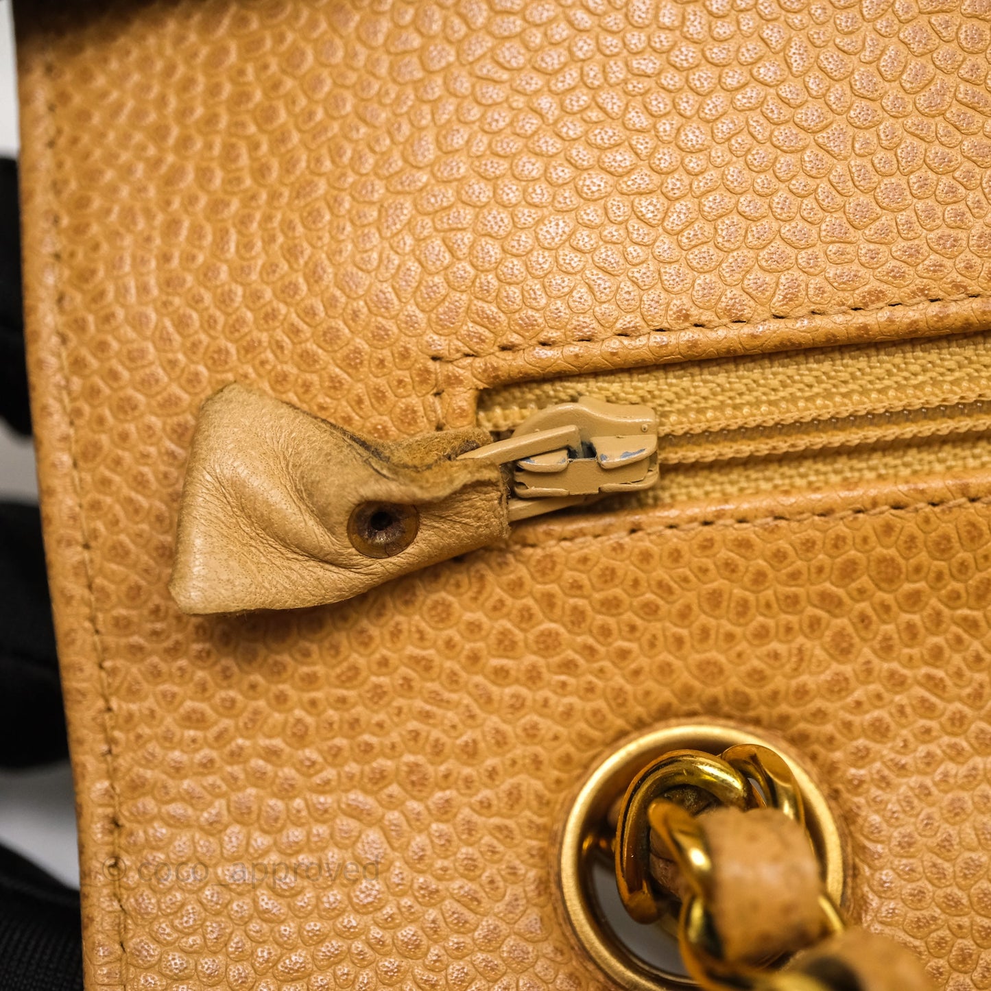 Chanel Vintage Medium Classic Flap Beige Caviar 24K Gold Hardware