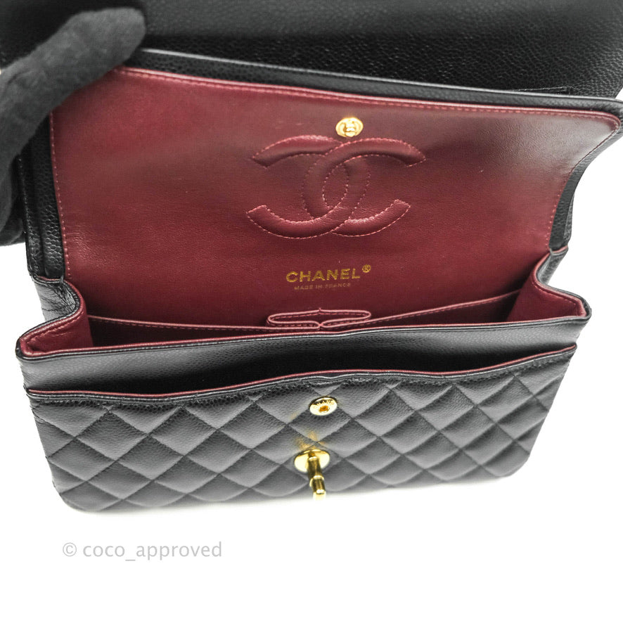 Chanel Classic Double Flap M/L Black Caviar Gold Hardware
