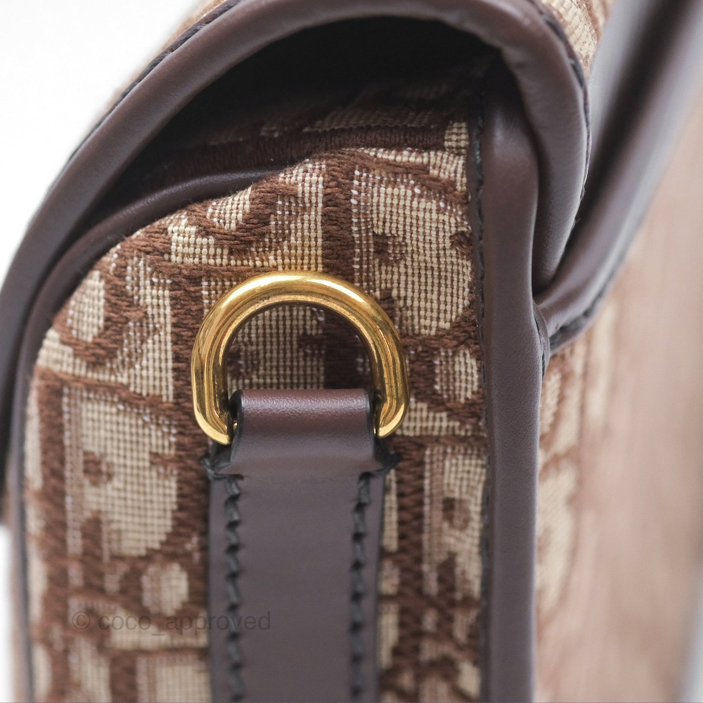 Dior Medium Bobby Bag Brown Oblique Jacquard Canvas Gold Hardware