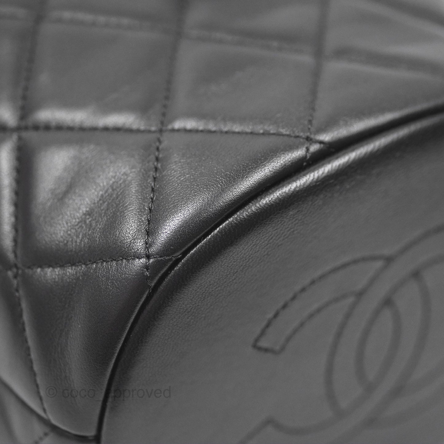 Chanel Quilted My Perfect with Pearl Drawstring Bucket Bag Black Lambskin Aged Gold Hardware