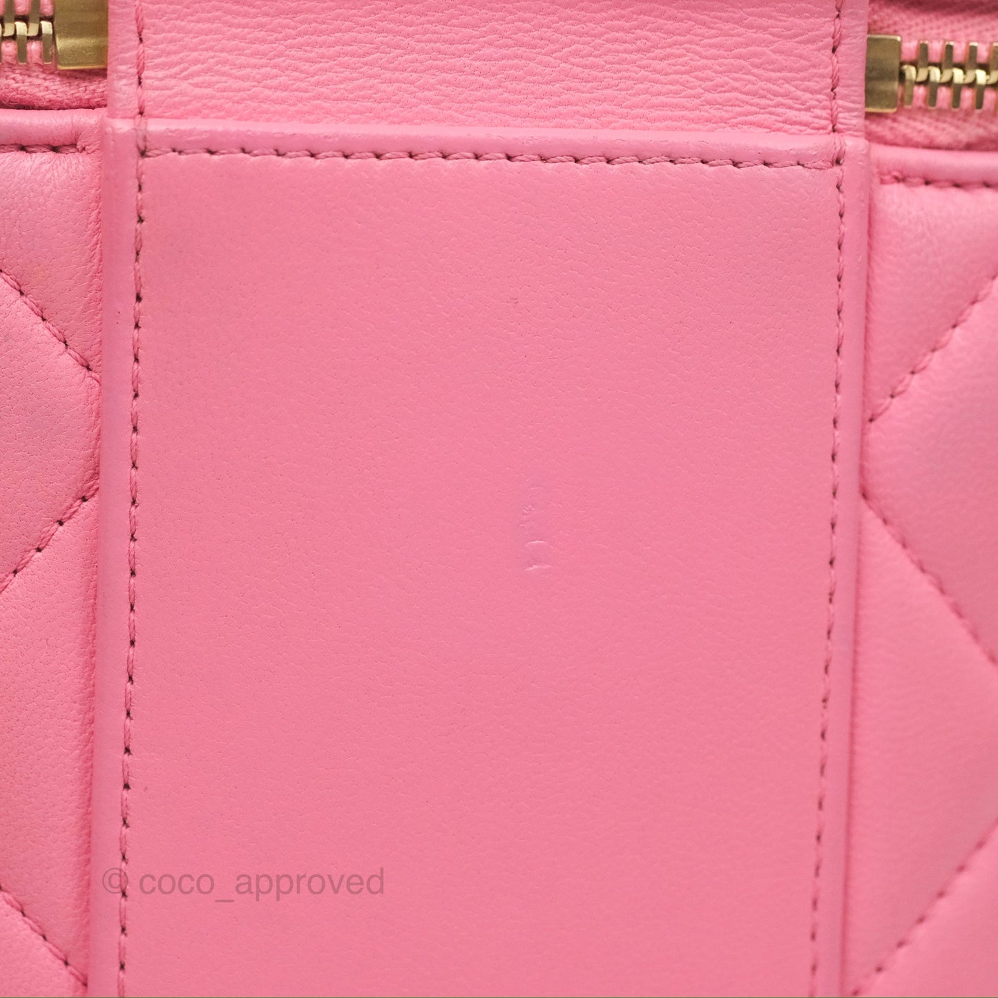 Chanel Small Quilted Top Handle Vanity Case Pink Lambskin Gold Hardware