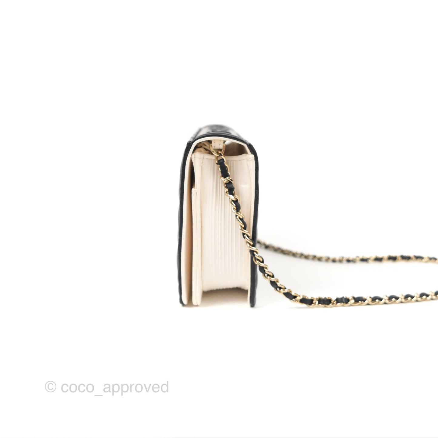 Chanel Quilted Book Wallet on Chain WOC Black Lambskin Gold Hardware