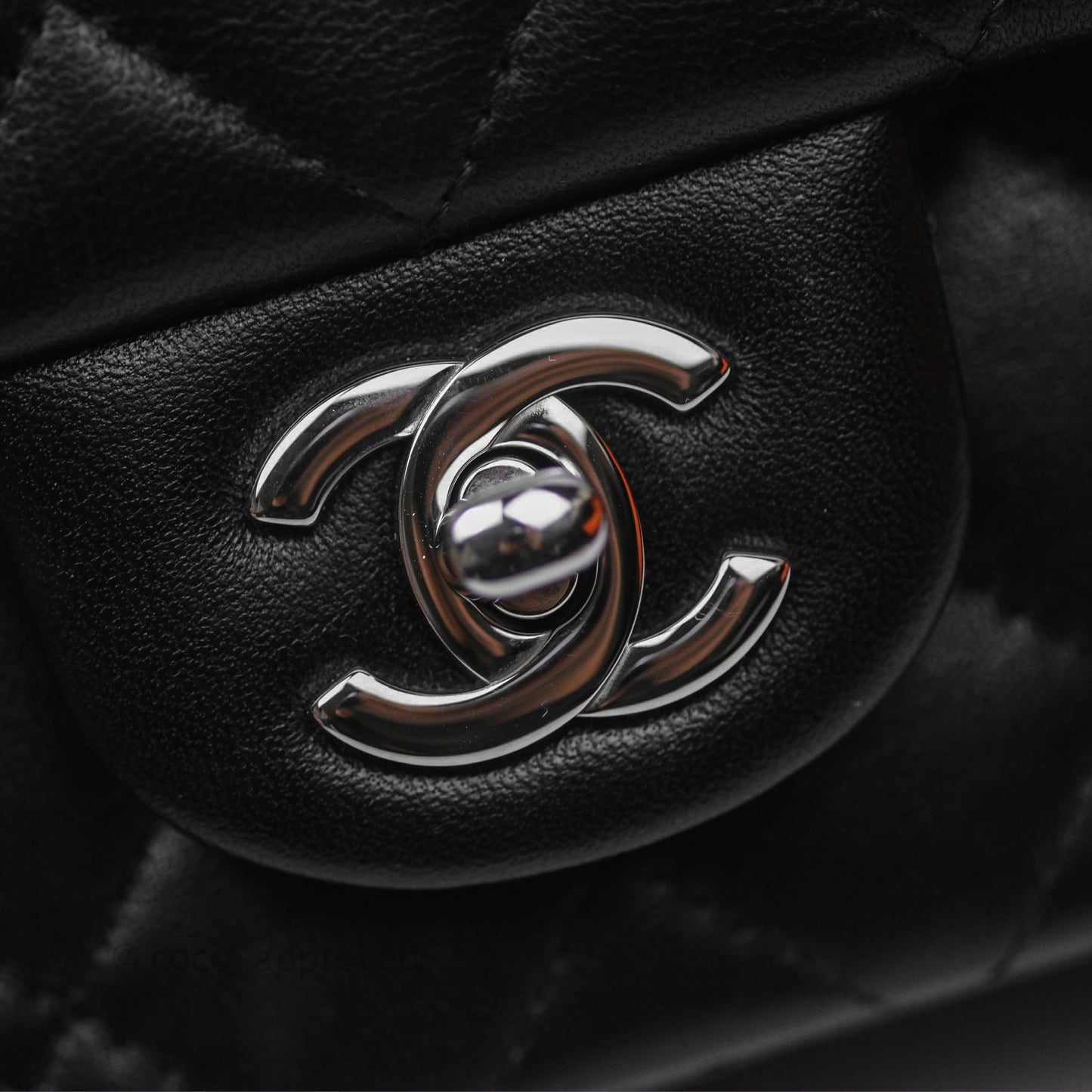 Chanel Quilted Mini Rectangular Flap Black Lambskin Silver Hardware