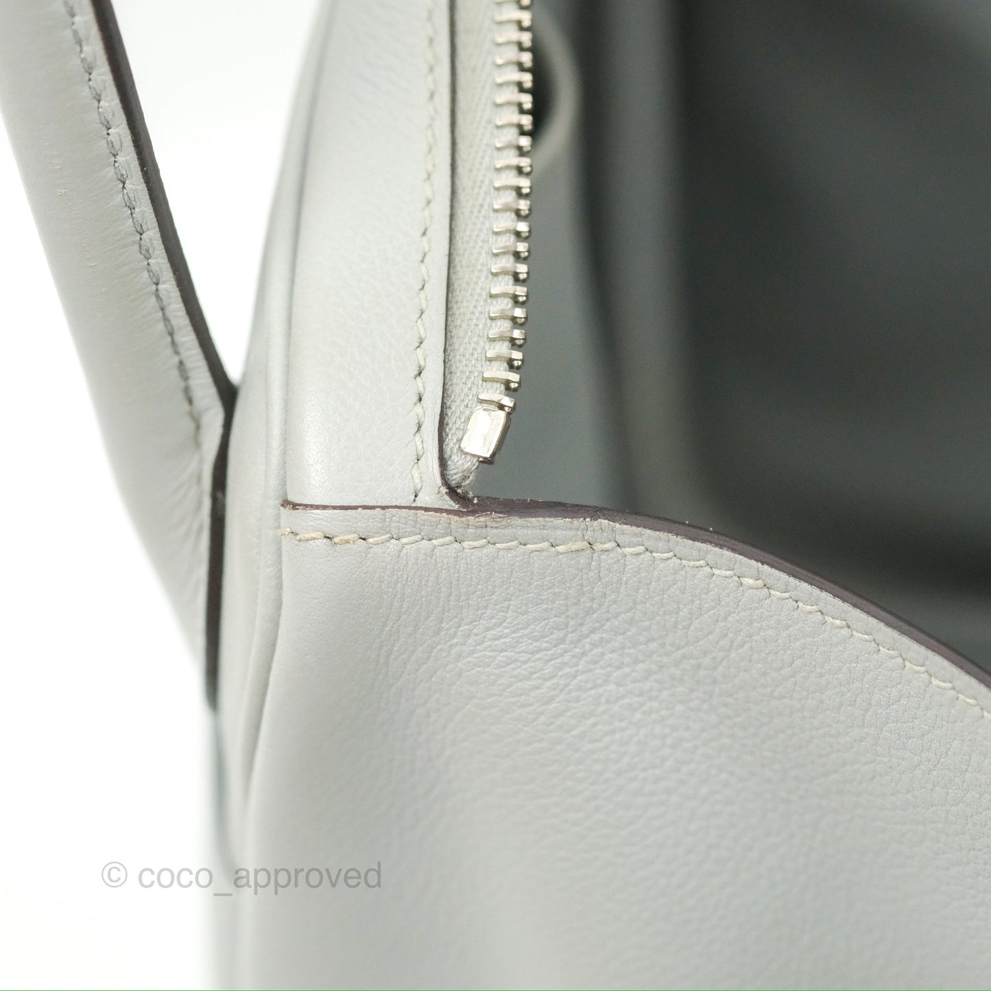 Hermès Lindy 30 Bleu Glacier Evercolor Palladium Hardware