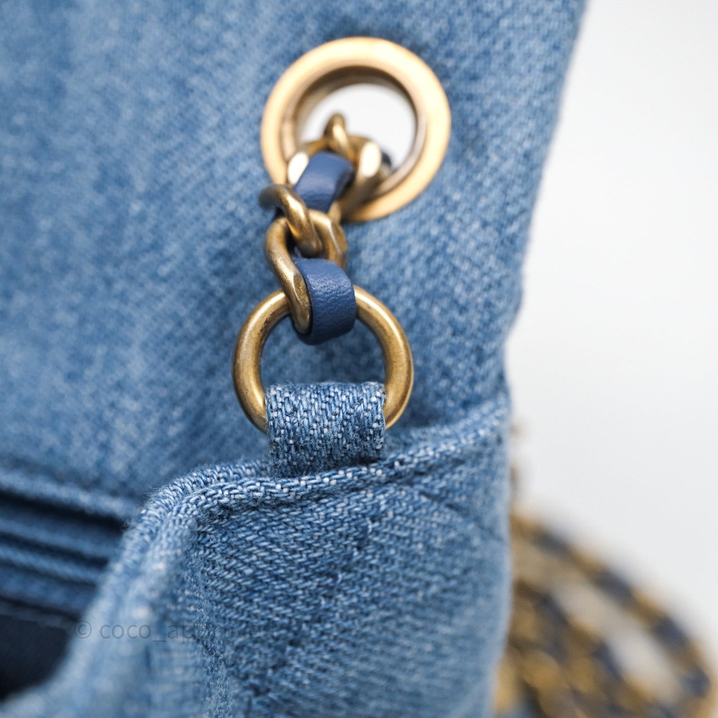 Chanel Mini Rectangular Pearl Crush Flap Quilted Denim Aged Gold Hardware
