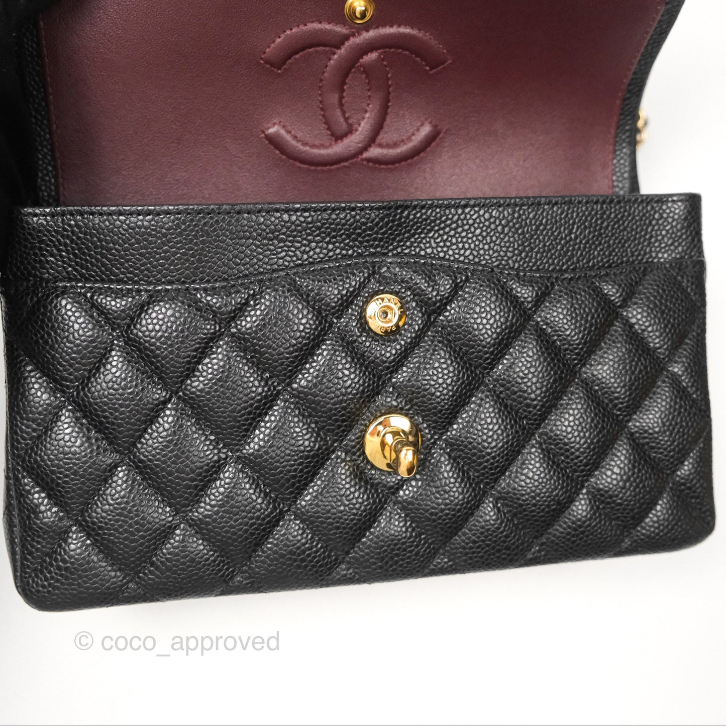 Chanel Small Classic Flap Quilted Black Caviar Gold Hardware