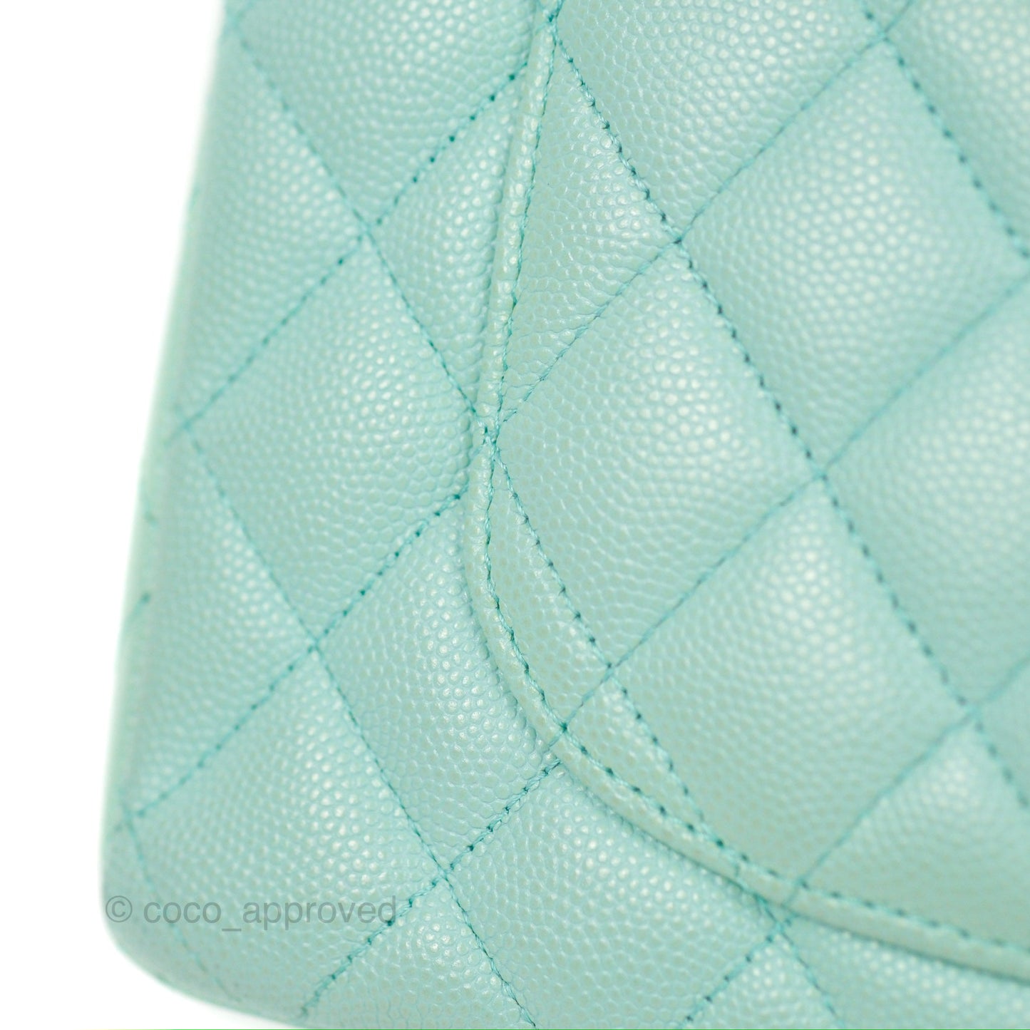 Chanel Small Classic Quilted Flap Tiffany Blue Caviar Gold Hardware 20C
