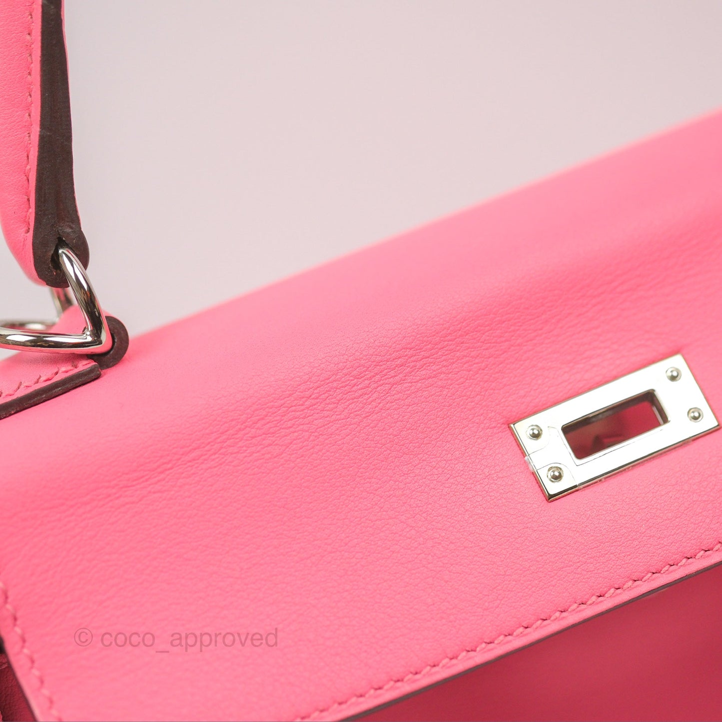 Hermès Retourne Kelly 25 Rose Azalee Swift Palladium Hardware