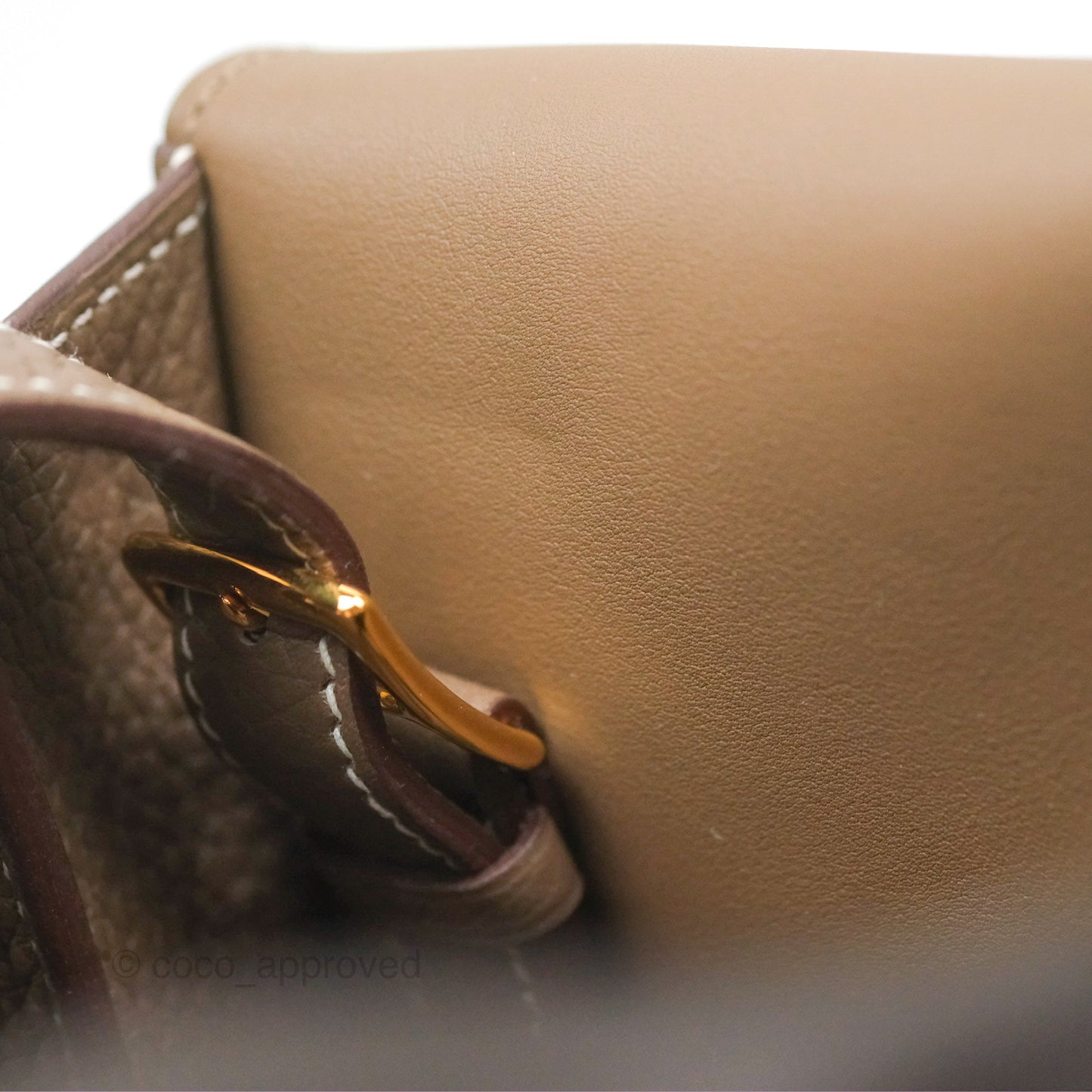 Hermès Halzan 31 Etoupe Clemence Gold Hardware