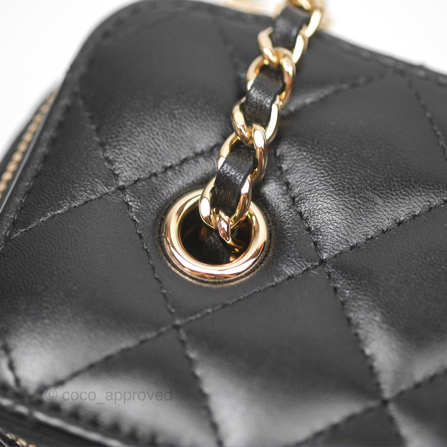 Chanel Vanity Rectangular With Chain Black Lambskin Gold Hardware