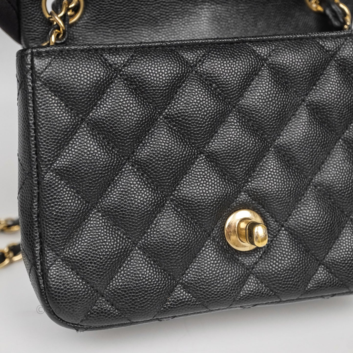 Chanel Mini Square Quilted Black Caviar Gold Hardware
