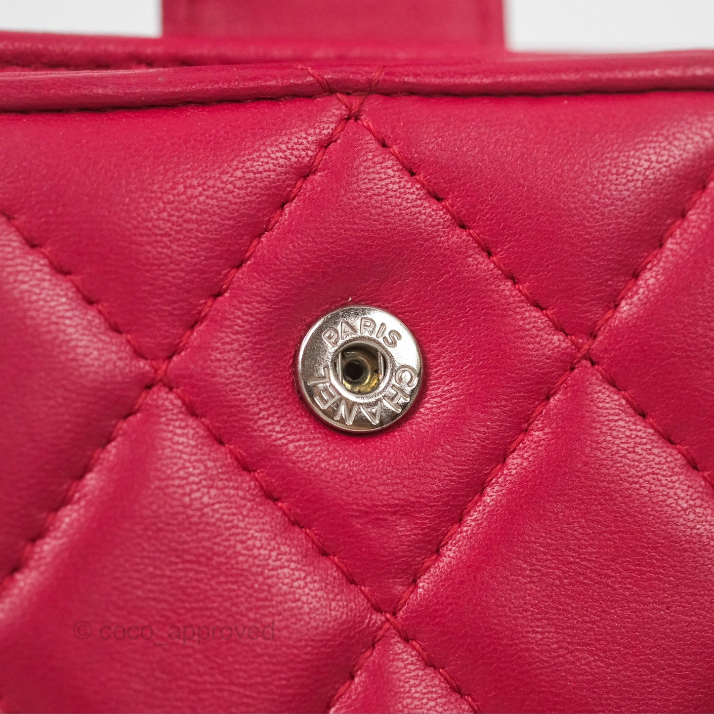 Chanel Quilted Classic French Wallet Lambskin Red Silver Hardware
