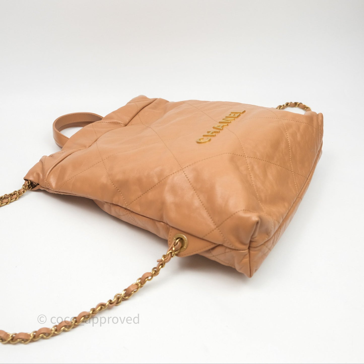 Chanel 22 Small Backpack Camel Shiny Calfskin Gold Hardware