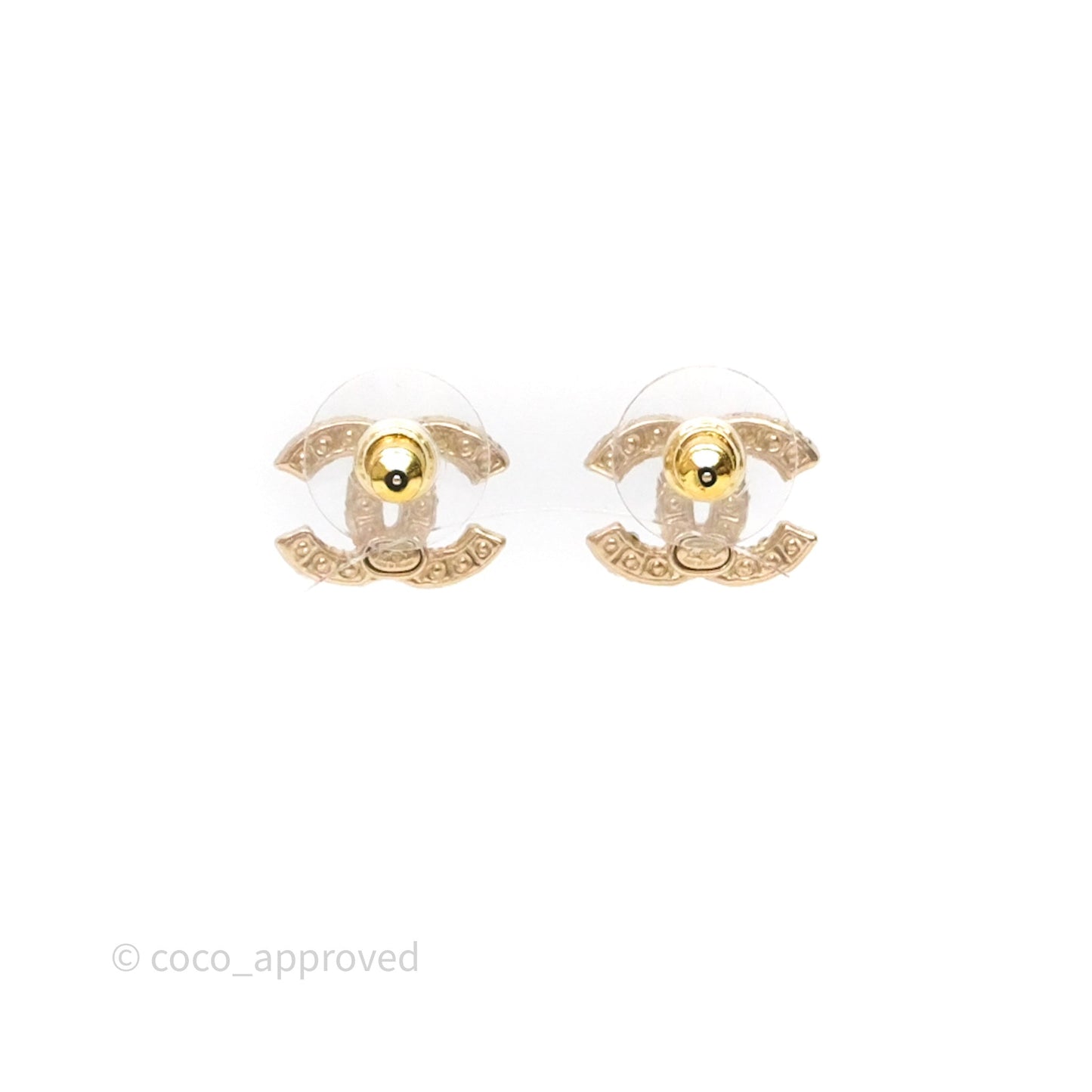 Chanel CC Pearl Earrings Gold Tone 24V