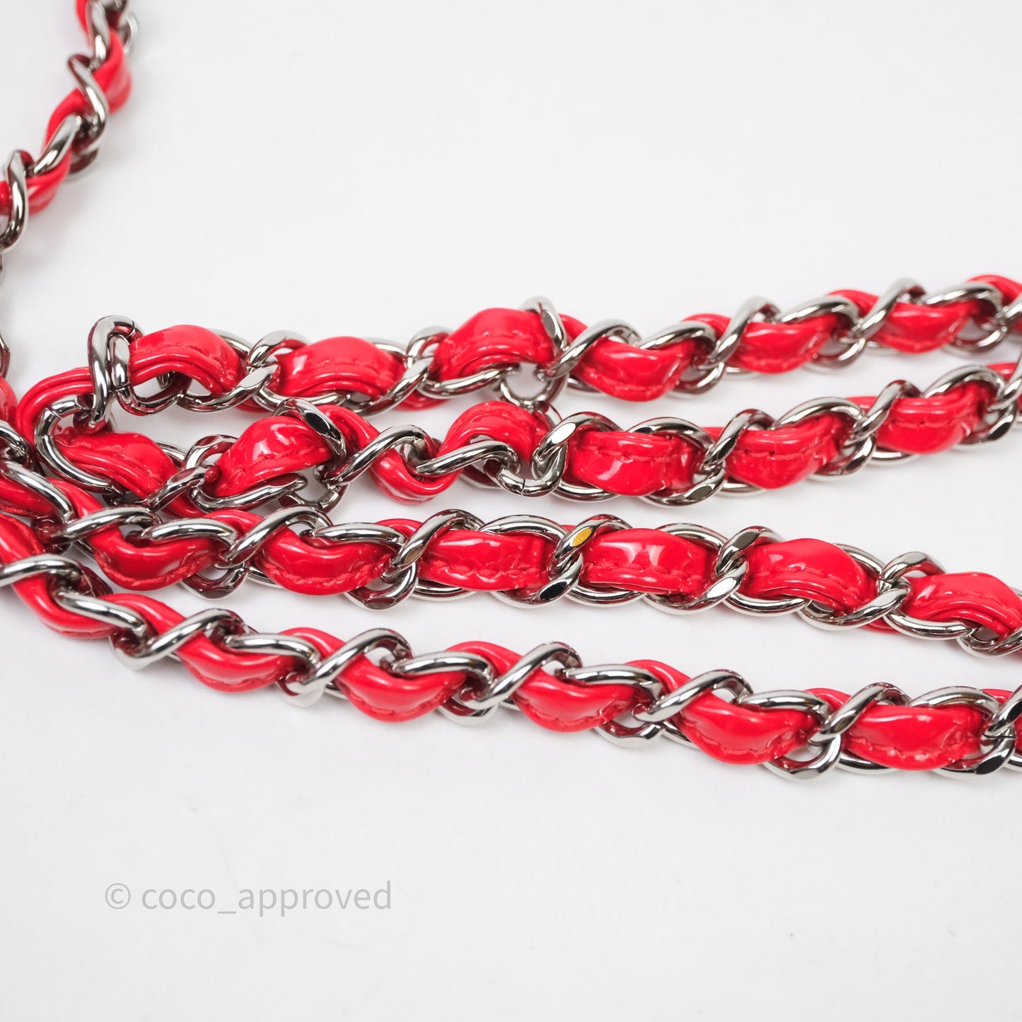 Chanel Mini Rectangular Quilted Red Patent Silver Hardware