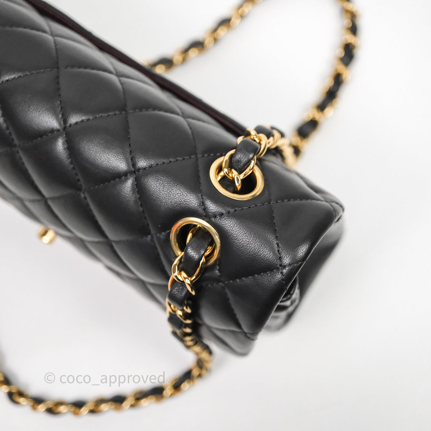 Chanel Small Classic Flap Quilted Black Lambskin Gold Hardware