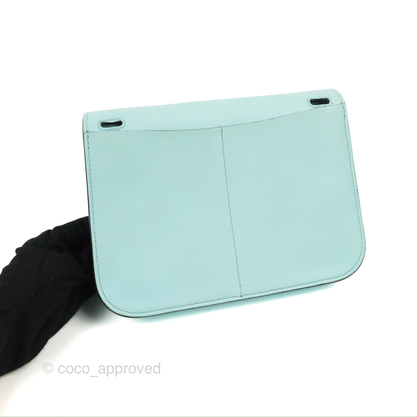 Hermès Halzan 22 Mini Aqua Swift Palladium Hardware