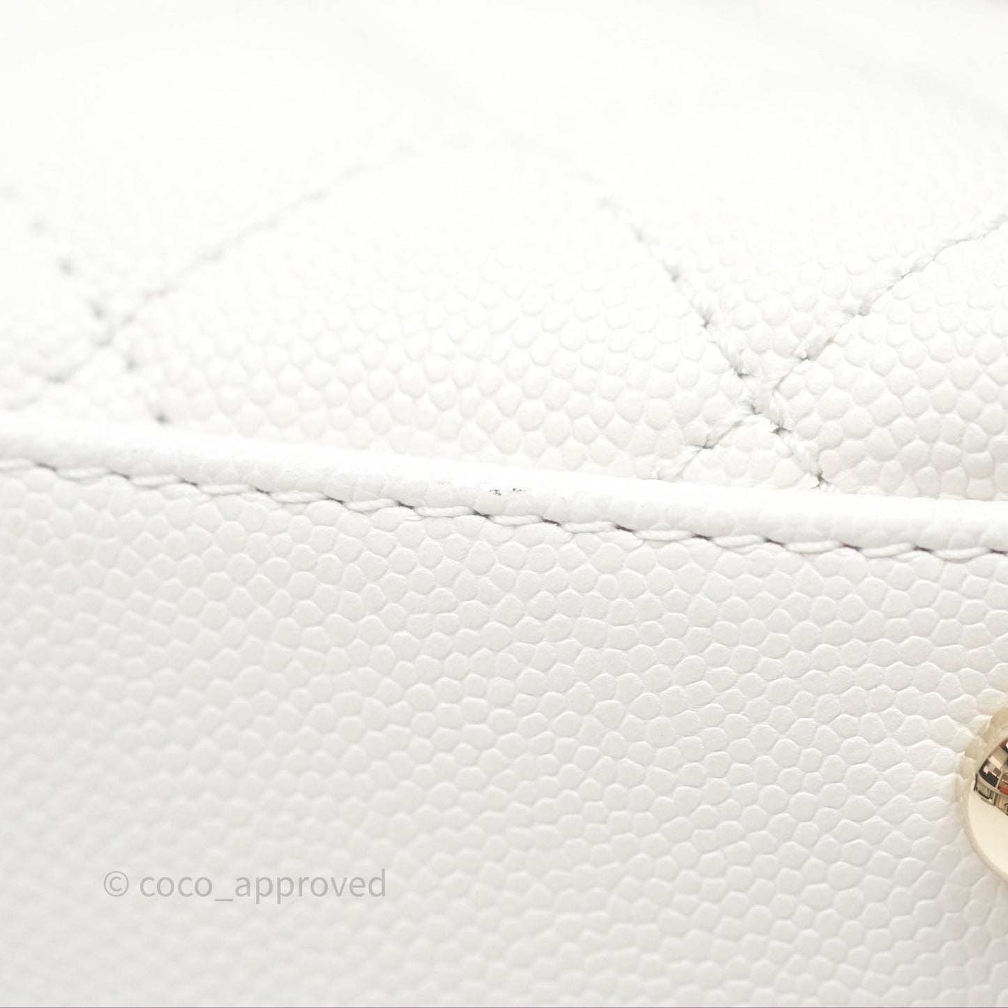Chanel Small Coco Handle Quilted White Caviar Gold Hardware