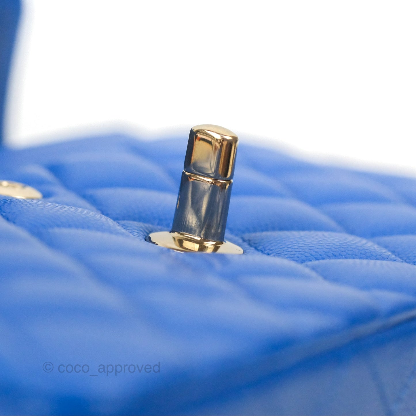 Chanel Small Classic Quilted Flap Blue Caviar Gold Hardware