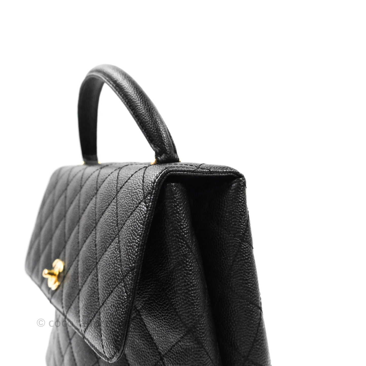Chanel Kelly Quilted Flap Tote Black Caviar 24K Gold Hardware