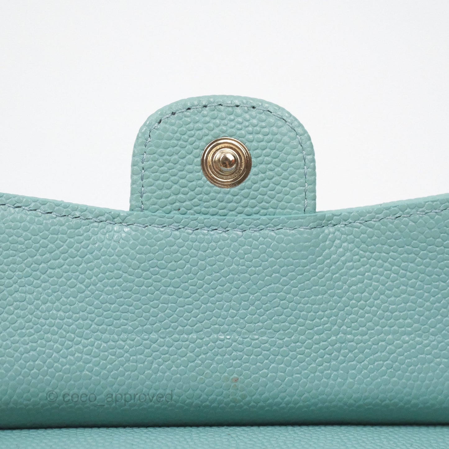 Chanel Quilted Zip Flap Card Holder Tiffany Blue Caviar Gold Hardware