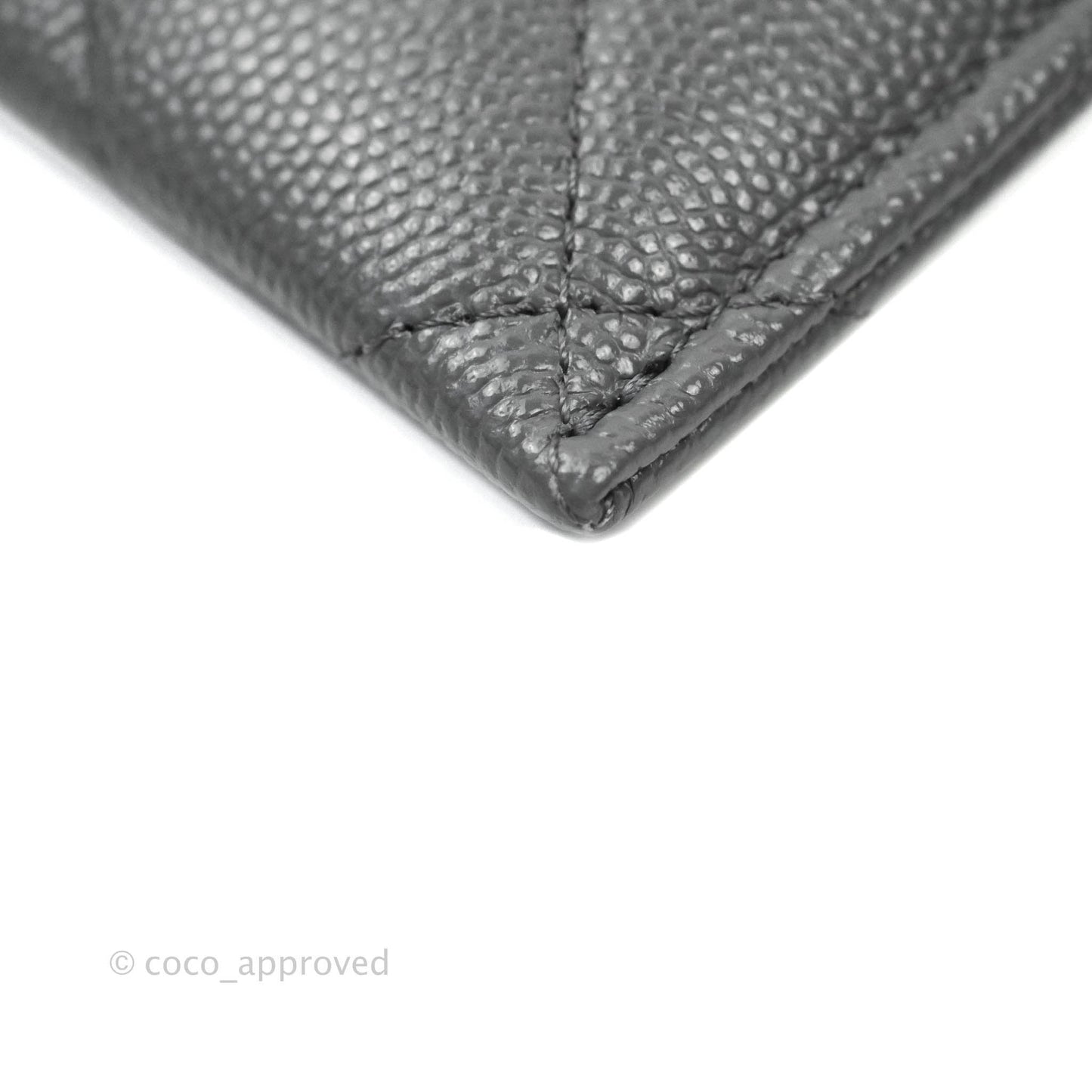 Chanel French New Wave Quilted Flat Card Holder Dark Grey Caviar 20K