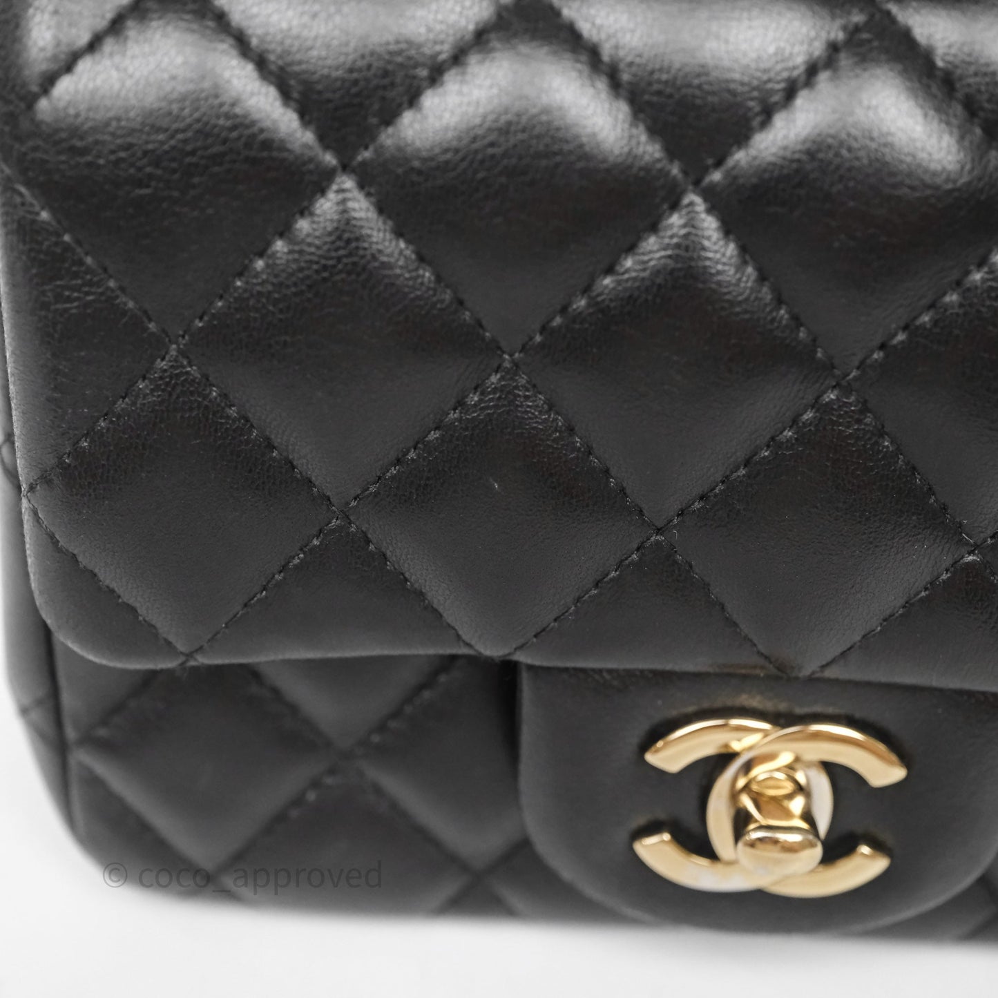Chanel Mini Square Quilted Black Lambskin Gold Hardware