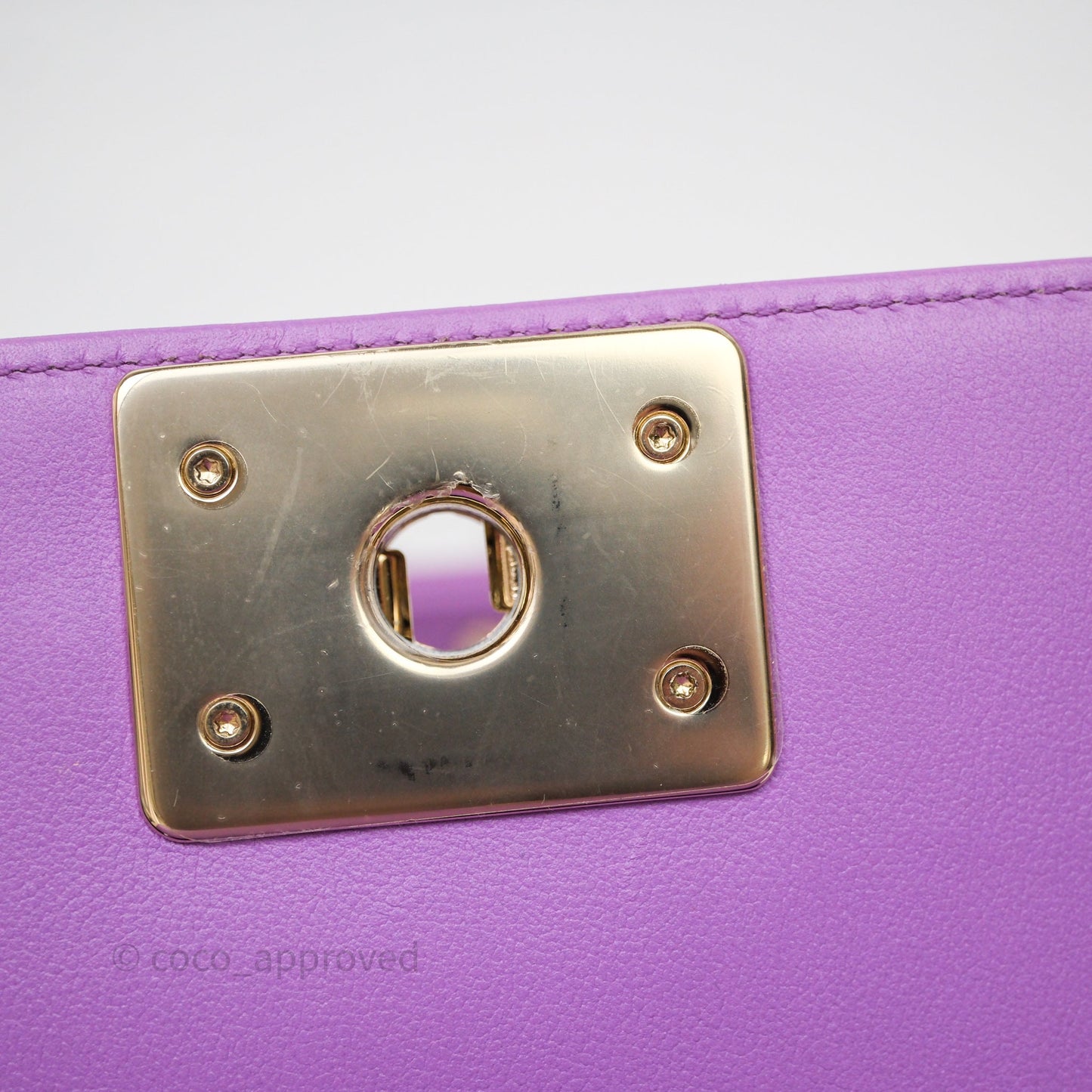 Chanel Chevron Small Boy Purple Calfskin Gold Hardware