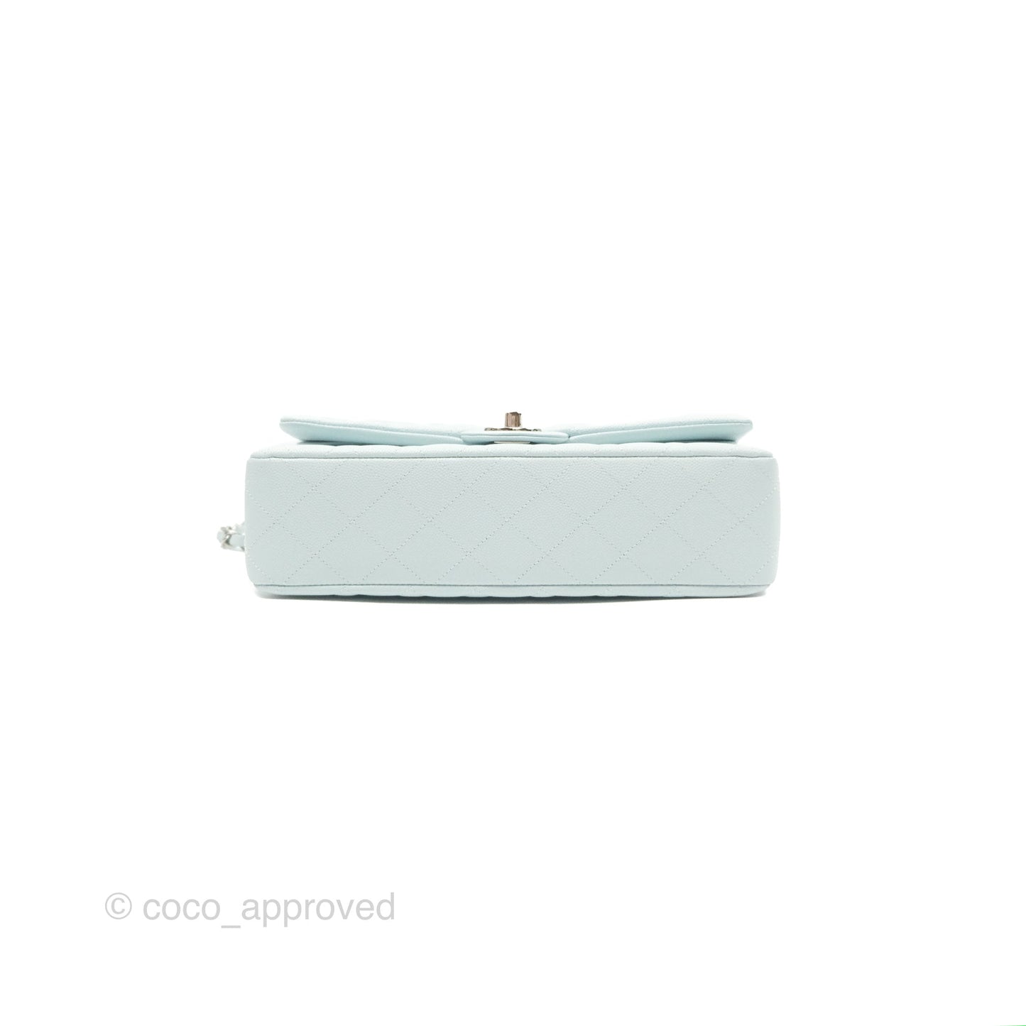 Chanel Medium Classic Flap Quilted Pale Blue Caviar Silver Hardware