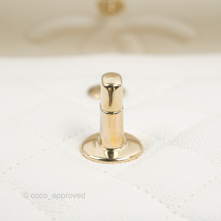 Chanel Small Classic Quilted Flap White Caviar Gold Hardware