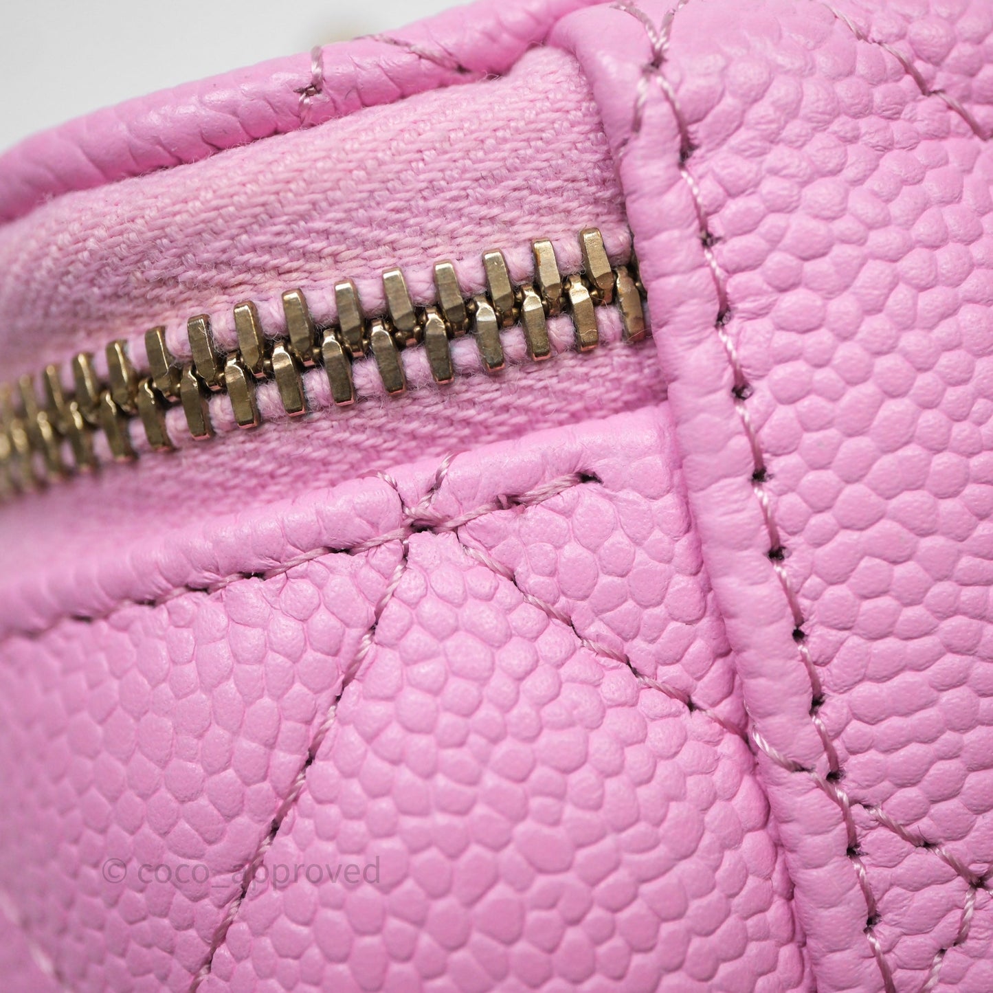 Chanel Vanity with Heart Adjustable Chain Pink Caviar Aged Gold Hardware