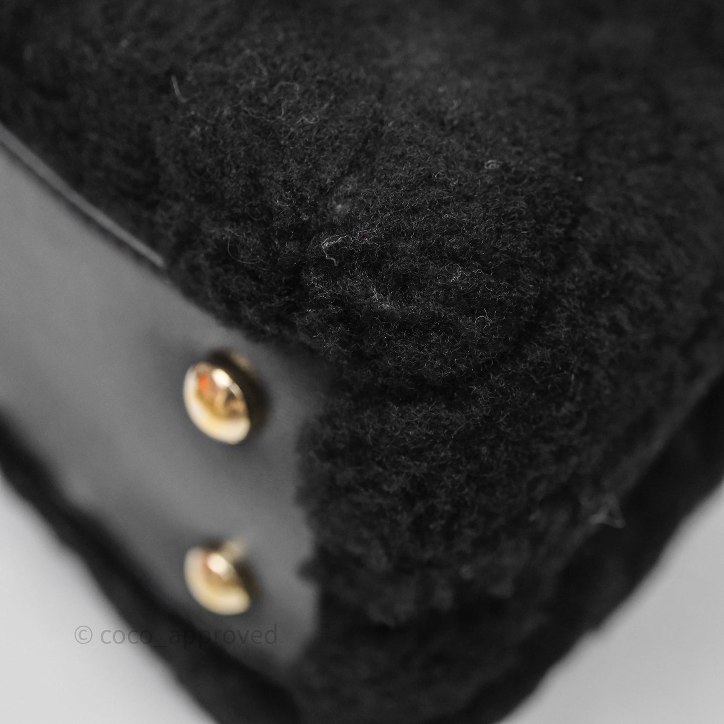 Chanel Small Coco Handle Shearling Black Gold Hardware