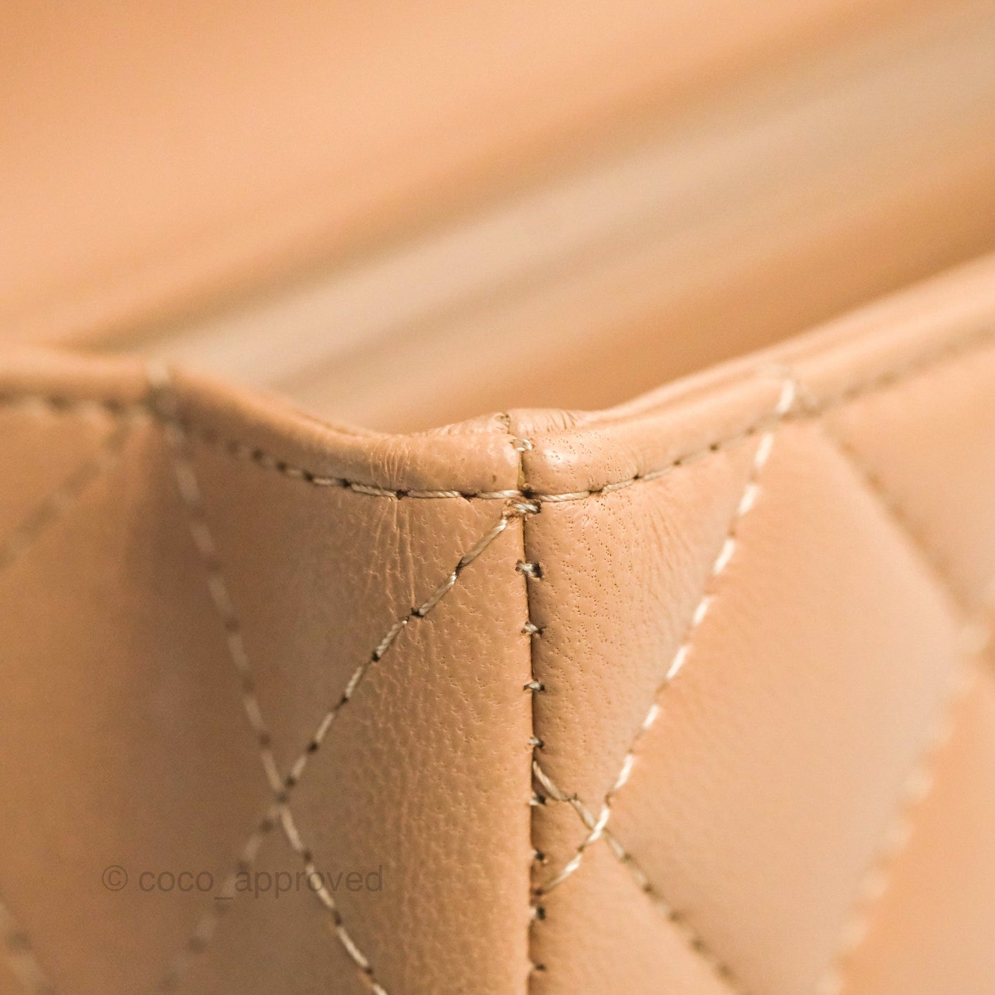 Chanel Top Handle Mini Rectangular Flap Bag Beige Lambskin Gold Hardware