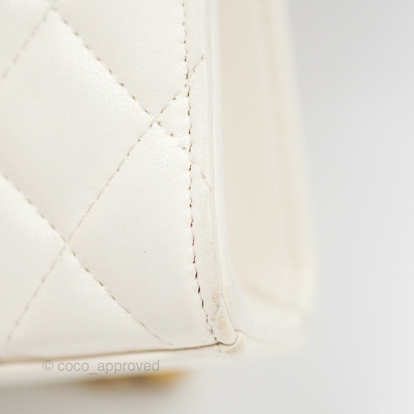 Chanel Quilted Pearl Crush Phone Holder With Chain White Lambskin