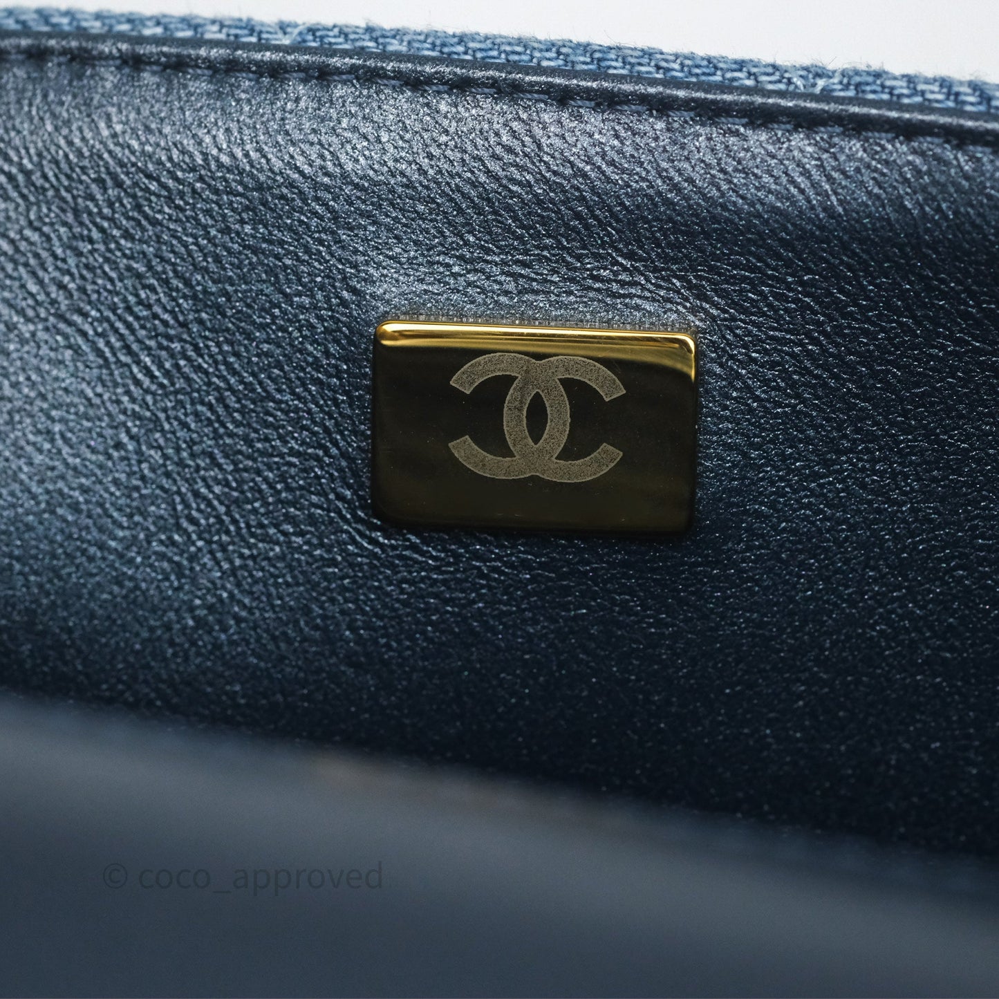 Chanel Quilted Mini Rectangular Flap Denim Aged Gold Hardware